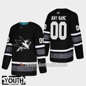 Barn Ishockey San Jose Sharks tröja med eget tryck Svart 2019 All-Star Adidas Authentic